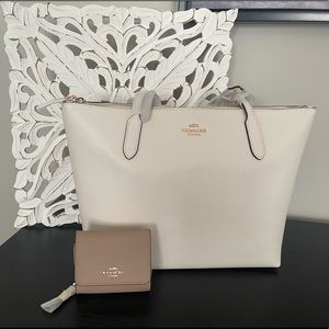 NWT Coach Zip Top Tote and Small Trifold Wallet Bundle